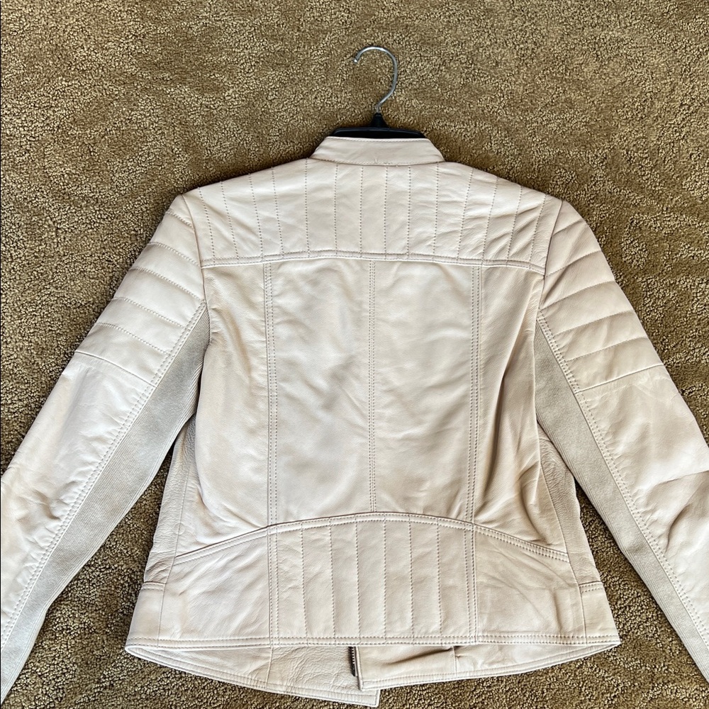 Women's Halogen Cream Leather Jacket - Picture 4 of 4